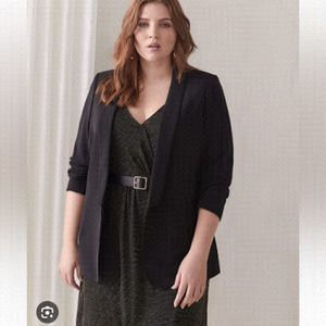 Addition Elle Black Shawl Collar Blazer Linen blend Sz US 22